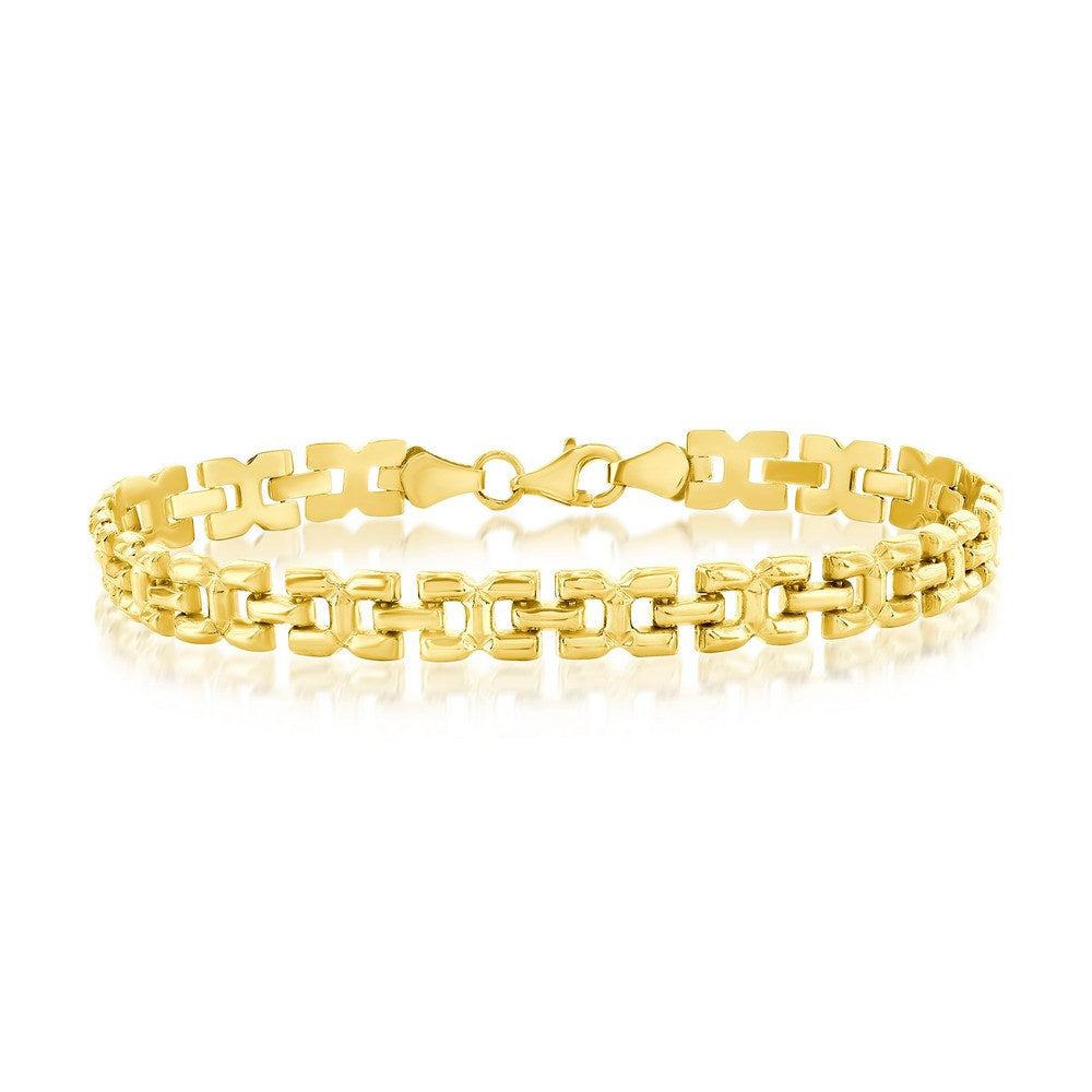 14K Yellow Gold, 6mm Polished Linked Bracelet