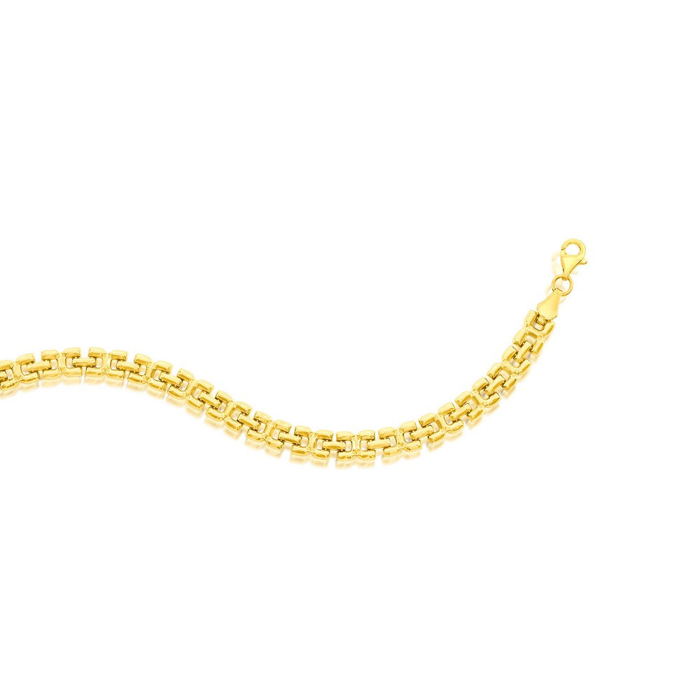 14K Yellow Gold, 6mm Polished Linked Bracelet