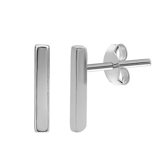 Sterling Silver Small Thin Bar Stud Earrings