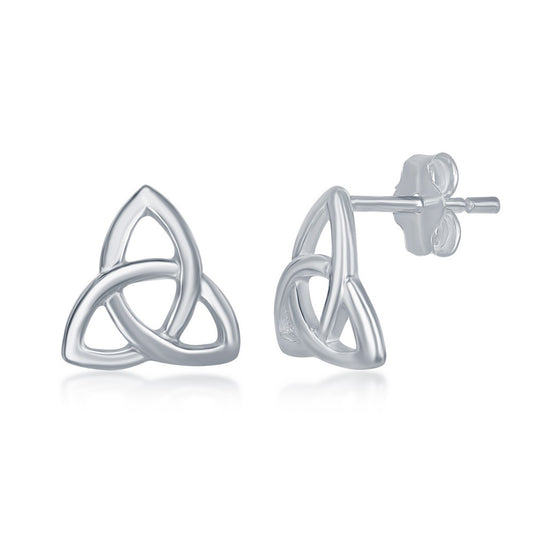 Sterling Silver Triple Triangle Celtic Design Stud Earrings