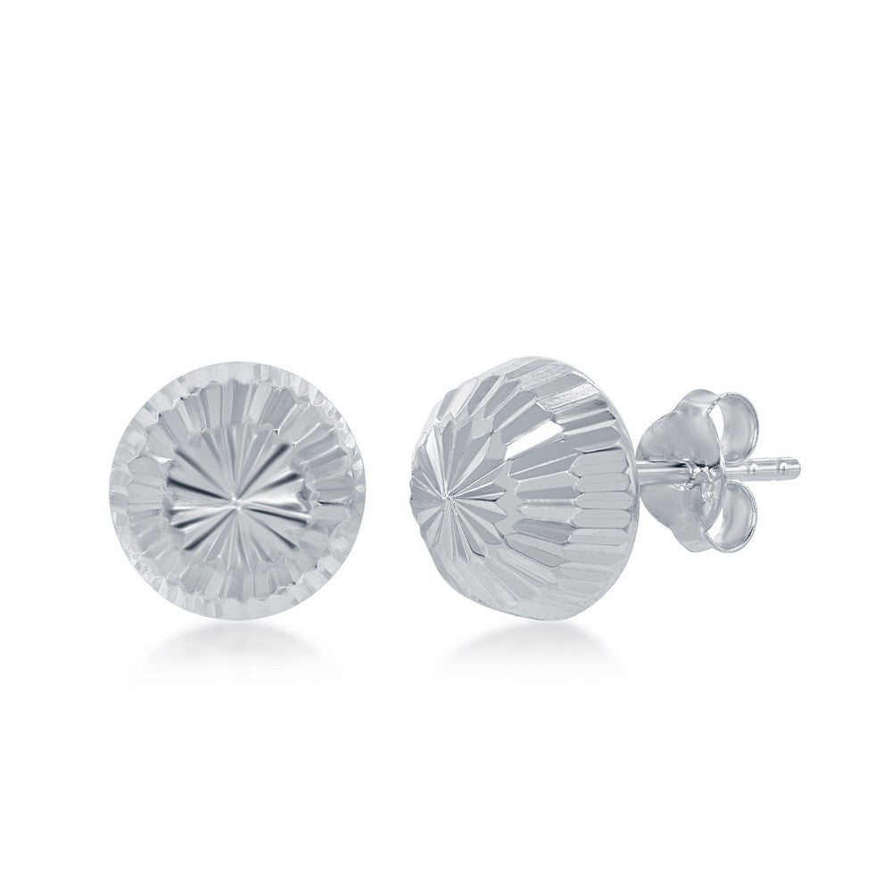 Sterling Silver Diamond-Cut Half Bead Stud Earrings