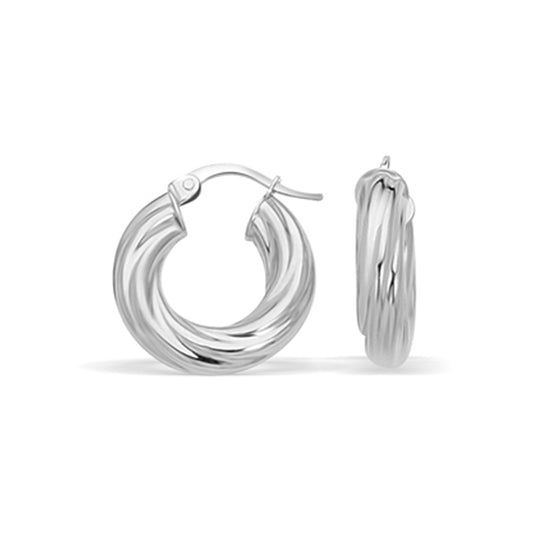 Fancy Twist Hoop Earrings (7/8 inch Diameter)
