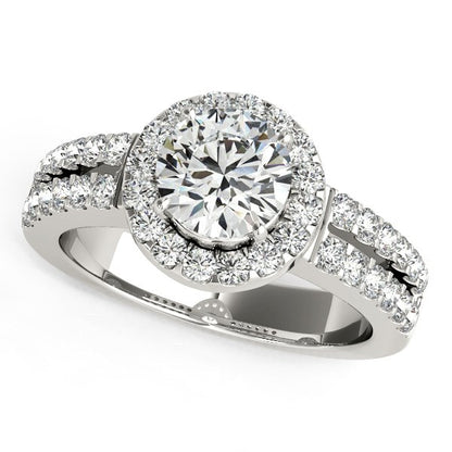 Halo Diamond Engagement Ring With Double Row Band (1 3/8 cttw)