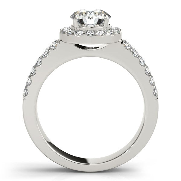 Halo Diamond Engagement Ring With Double Row Band (1 3/8 cttw)