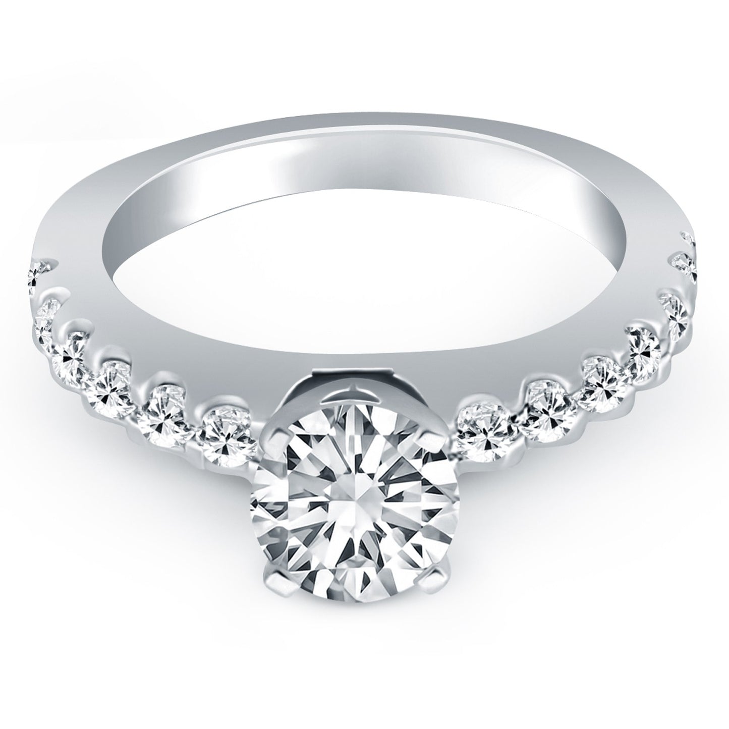 Diamond Micro Prong Cathedral Engagement Ring