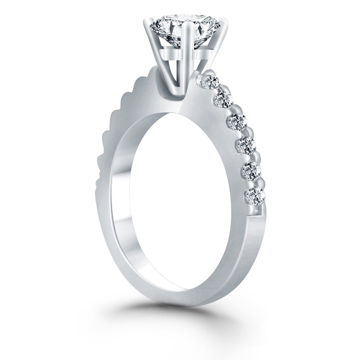 Diamond Micro Prong Cathedral Engagement Ring