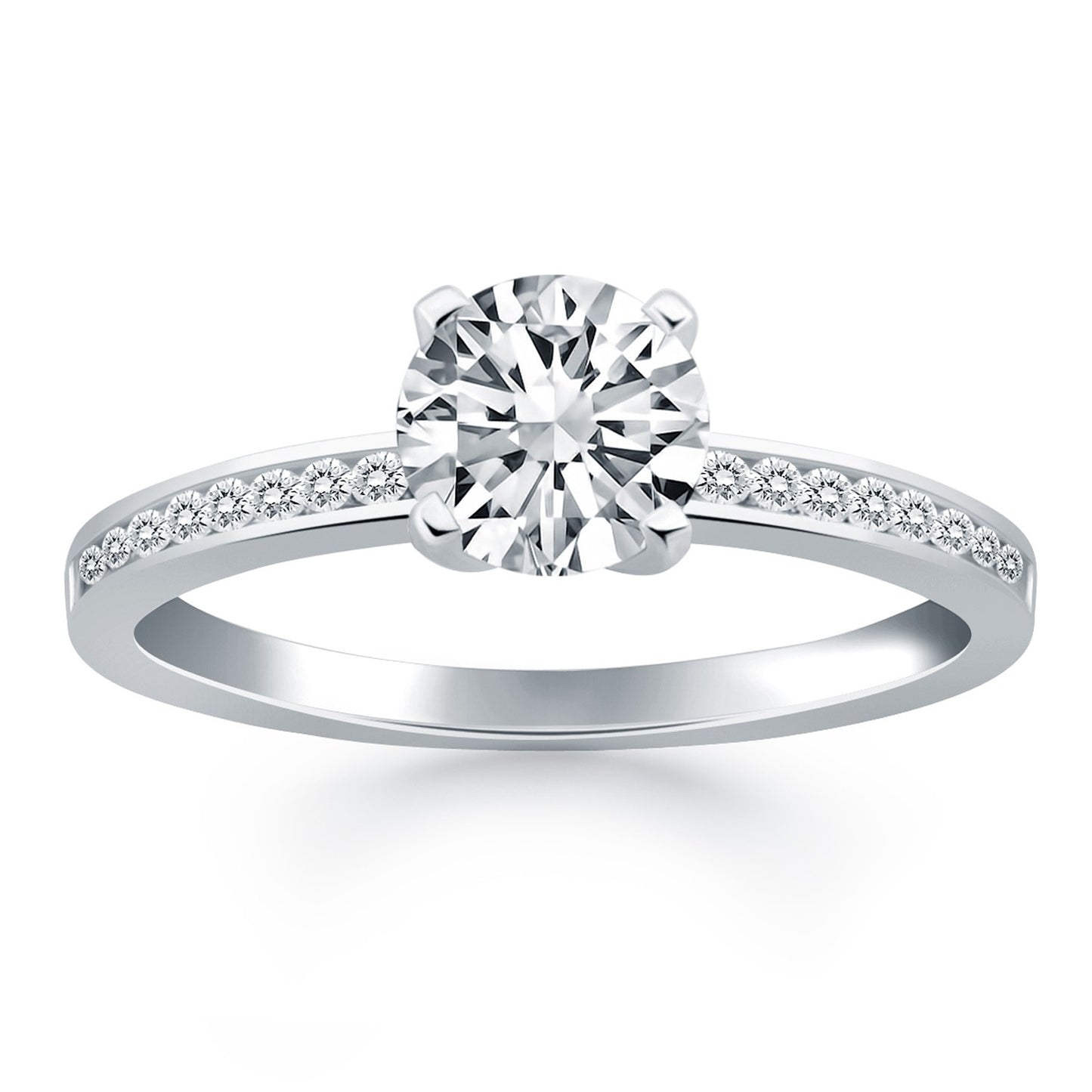 Engagement Ring with Diamond Channel Set Band