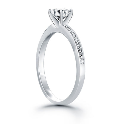 Engagement Ring with Diamond Channel Set Band