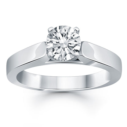 Wide Cathedral Solitaire Engagement Ring