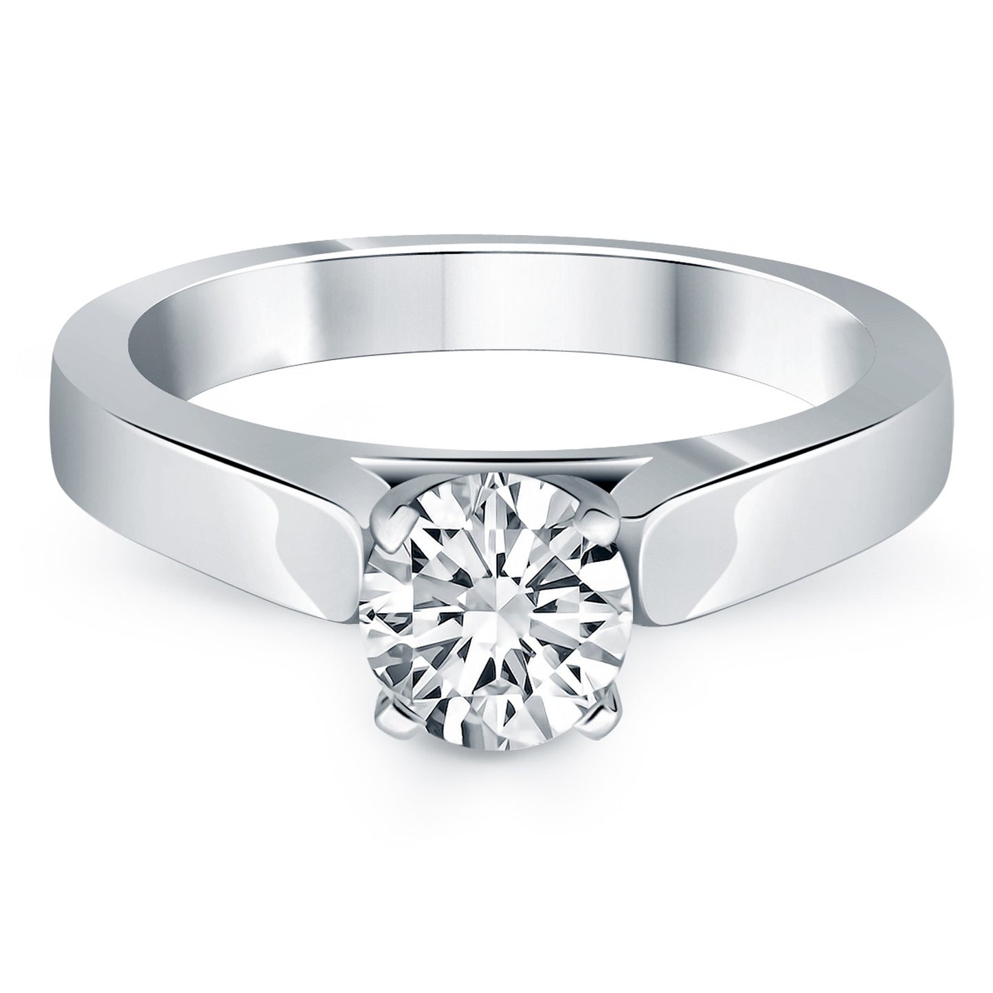 Wide Cathedral Solitaire Engagement Ring