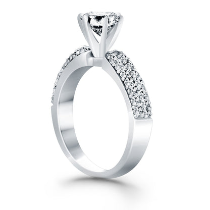 Triple Row Pave Diamond Engagement Ring