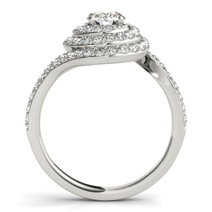 Round Diamond Spiral Design Engagement Ring (1 1/8 cttw)