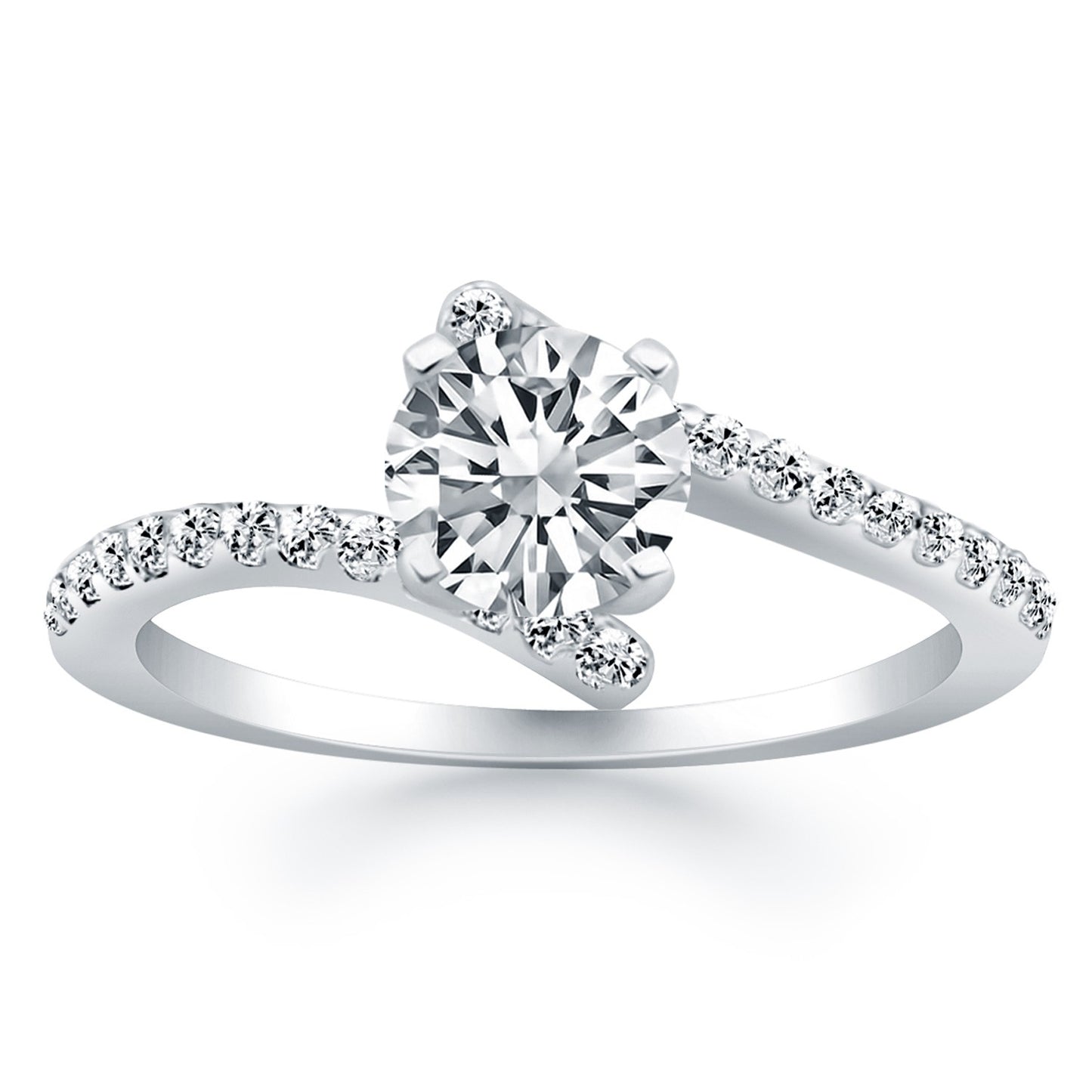 Open Shank Bypass Diamond Engagement Ring