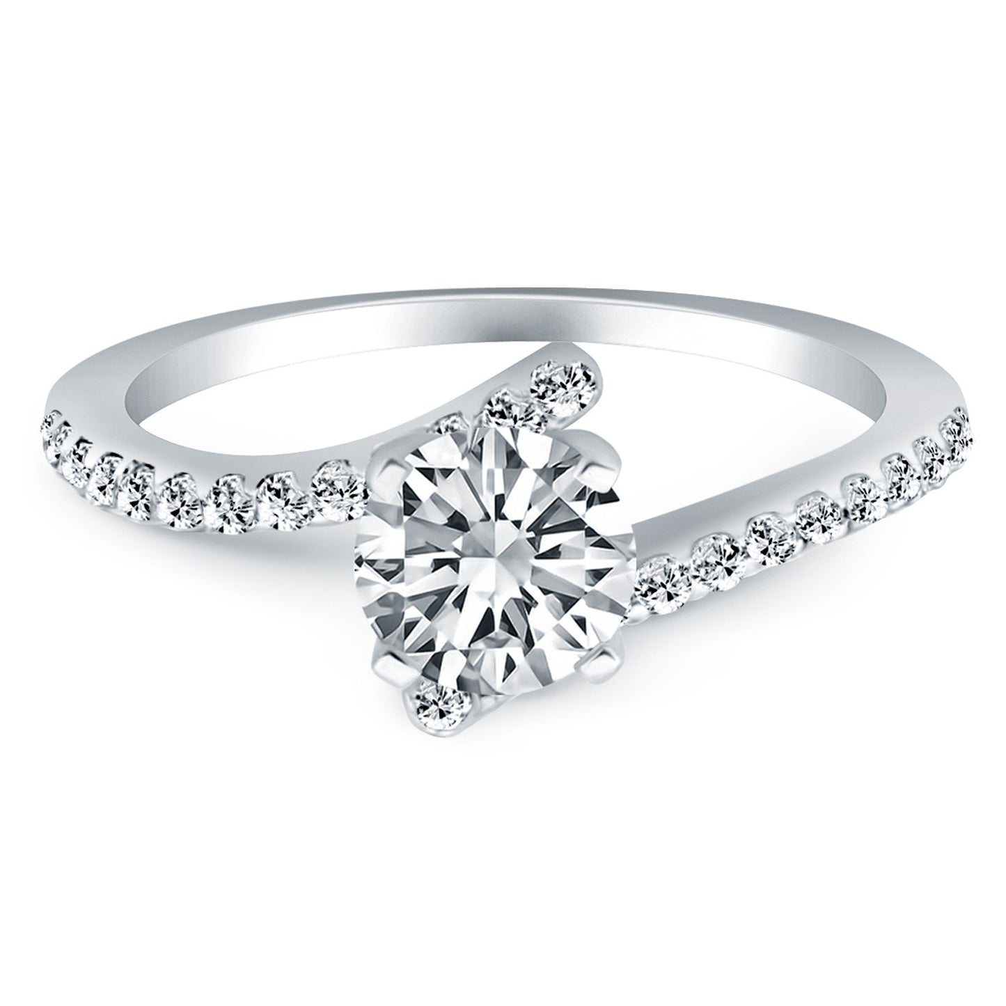 Open Shank Bypass Diamond Engagement Ring