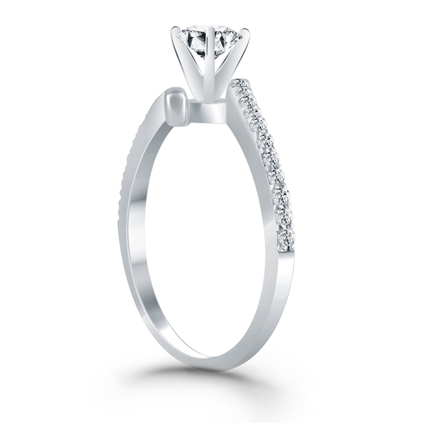 Open Shank Bypass Diamond Engagement Ring