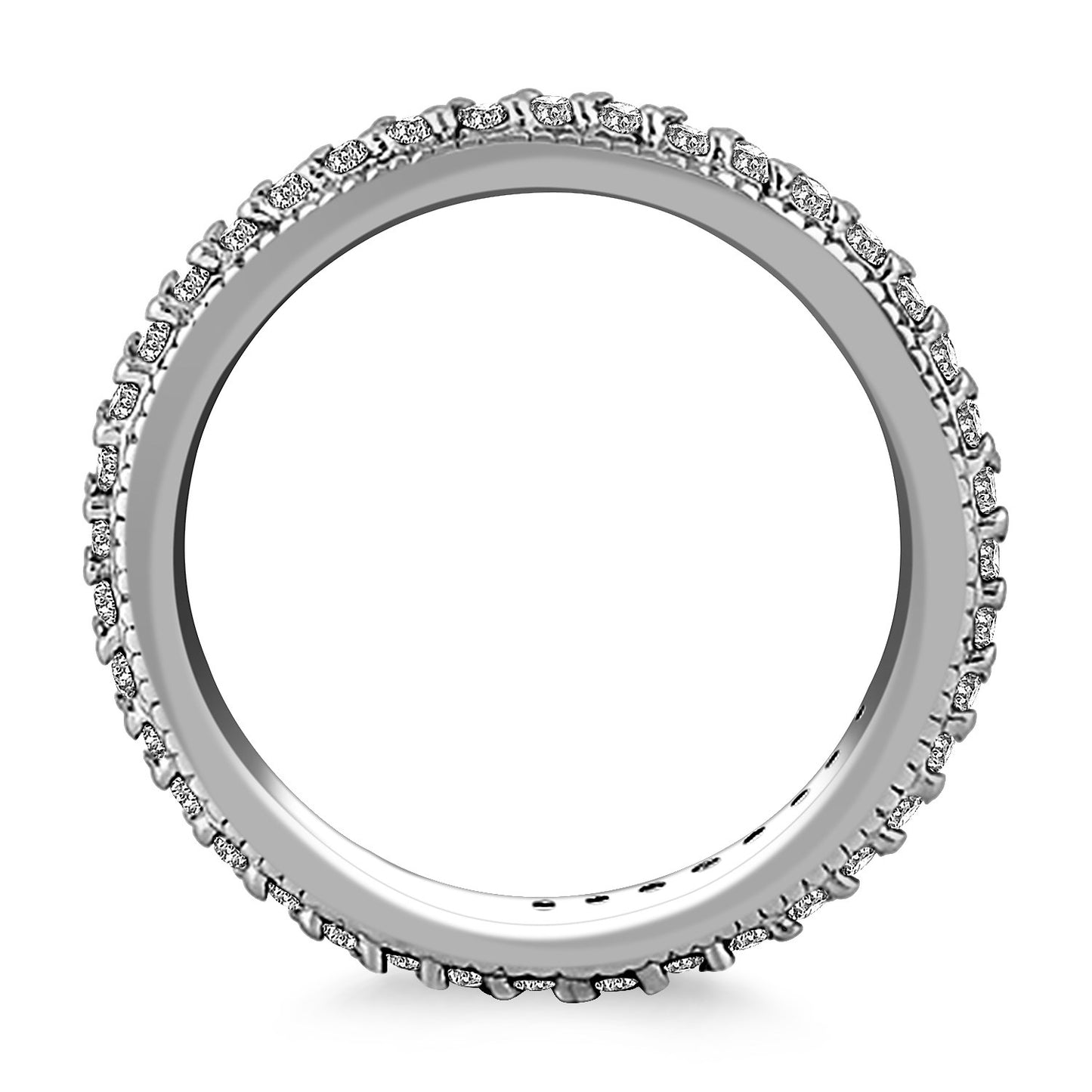 Pave Set Round Cut Diamond Eternity Ring with Milgrained Edging