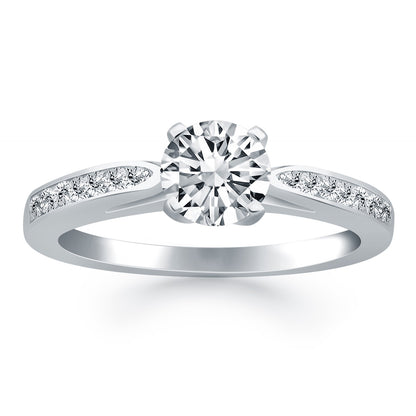 Cathedral Engagement Ring with Pave Diamonds