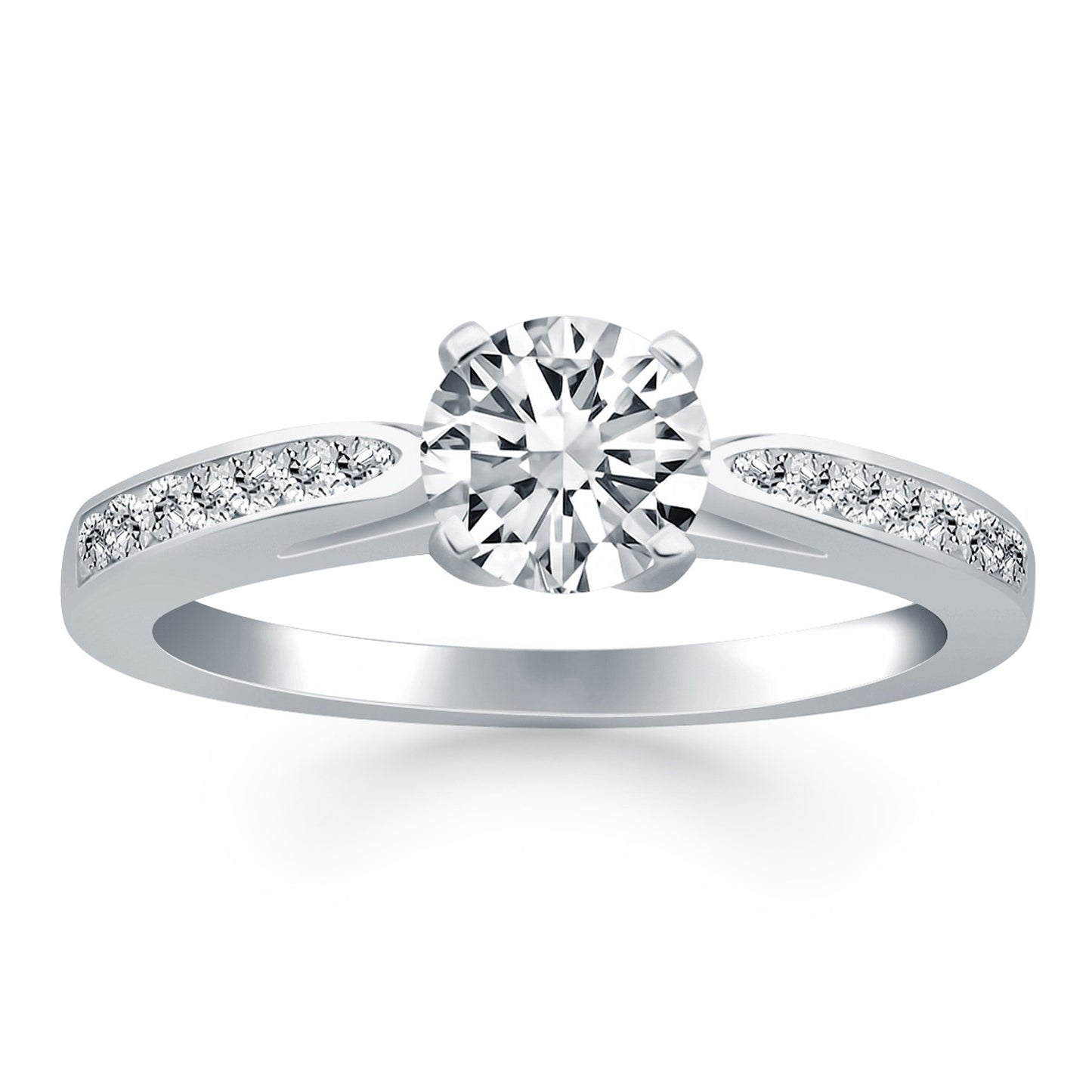 Cathedral Engagement Ring with Pave Diamonds