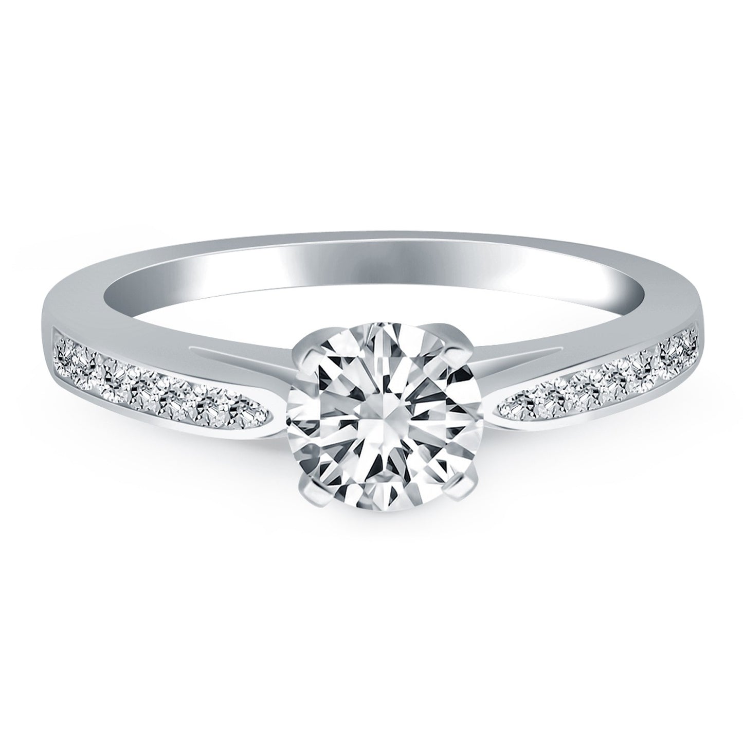 Cathedral Engagement Ring with Pave Diamonds