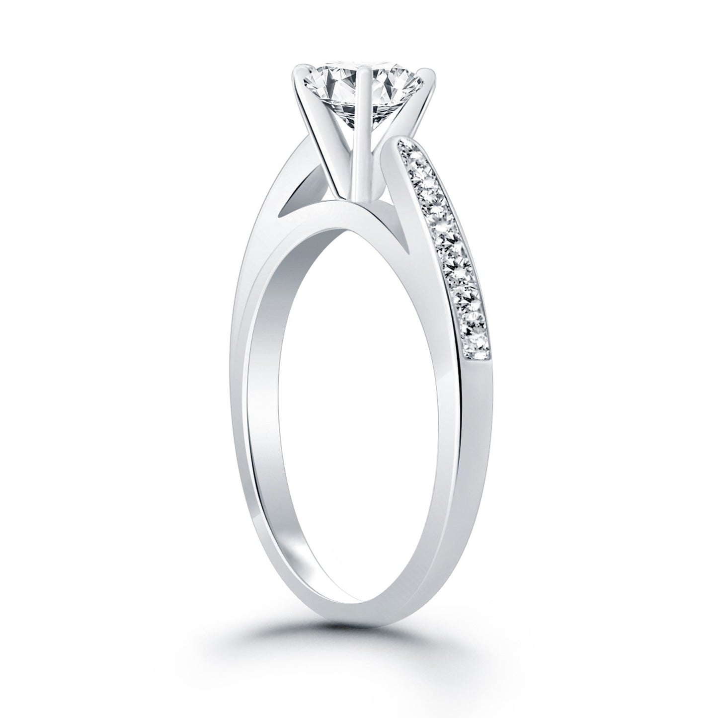 Cathedral Engagement Ring with Pave Diamonds