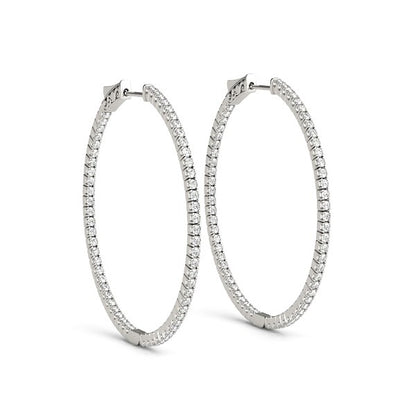 Slim Two Sided Diamond Hoop Earrings (1 1/2 cttw)