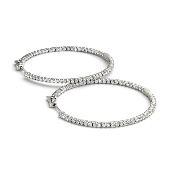 Slim Two Sided Diamond Hoop Earrings (1 1/2 cttw)