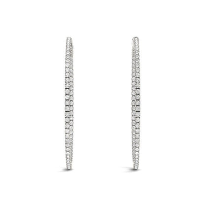 Slim Two Sided Diamond Hoop Earrings (1 1/2 cttw)