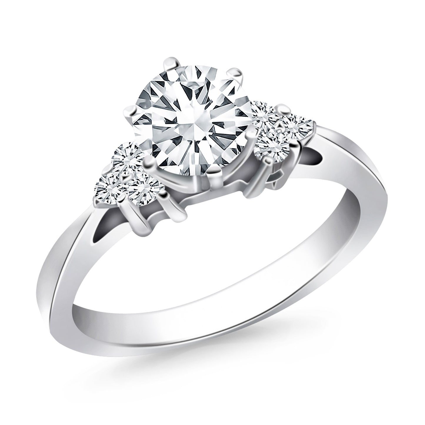 Cathedral Engagement Ring with Side Diamond Clusters