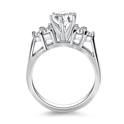 Cathedral Engagement Ring with Side Diamond Clusters