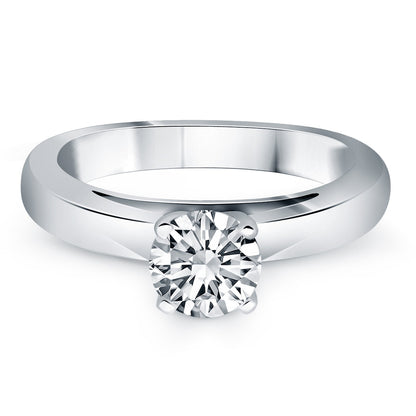 Classic Wide Band Cathedral Solitaire Engagement Ring