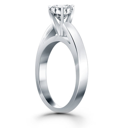 Classic Wide Band Cathedral Solitaire Engagement Ring