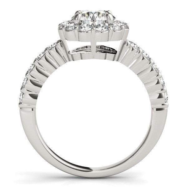 Round Floral Motif Diamond Engagement Ring (1 5/8 cttw)