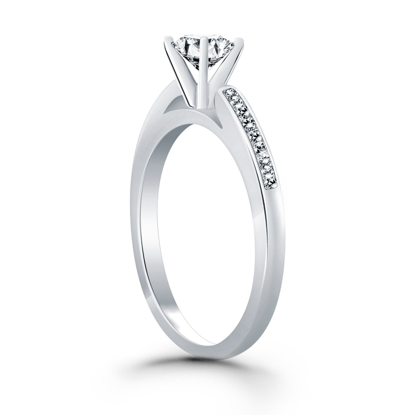 Diamond Channel Cathedral Engagement Ring