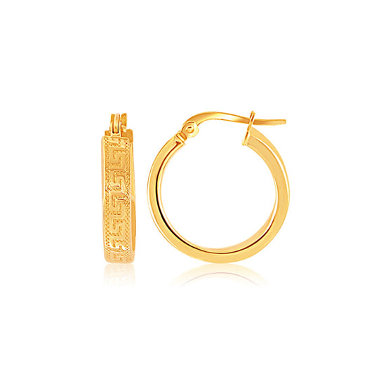 Greek Key Small Hoop Earrings