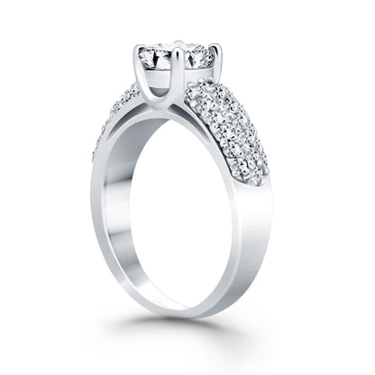 Tapered Pave Diamond Wide Band Engagement Ring