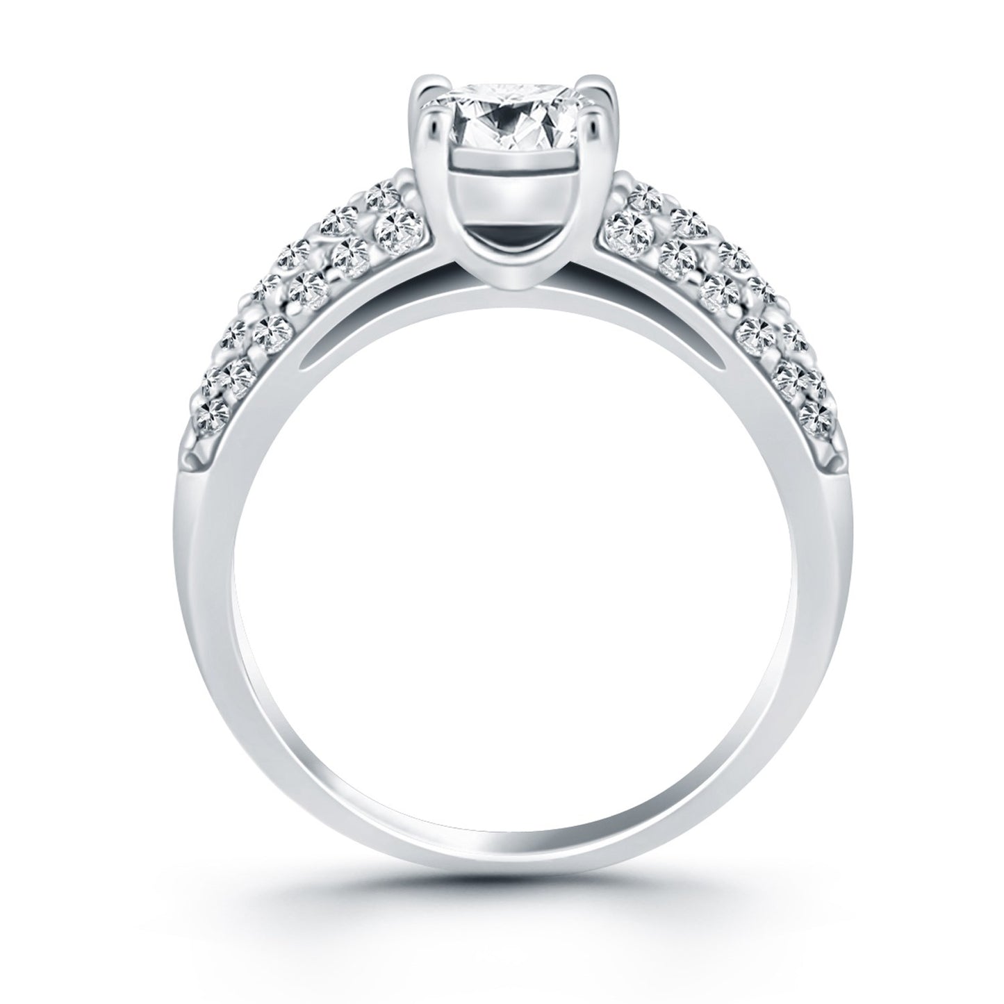 Tapered Pave Diamond Wide Band Engagement Ring