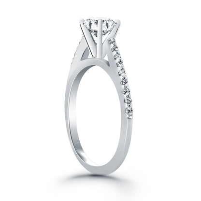Micro Prong Diamond Cathedral Engagement Ring