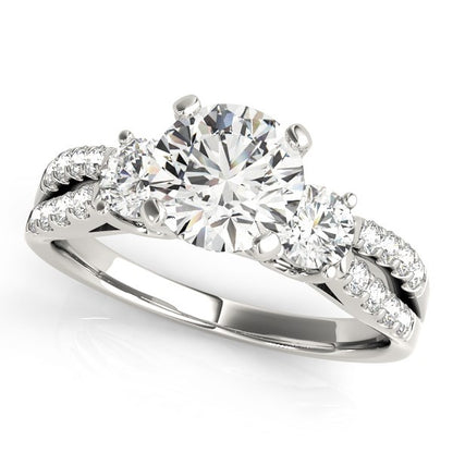 Split Shank 3 Stone Round Diamond Engagement Ring (2 cttw)