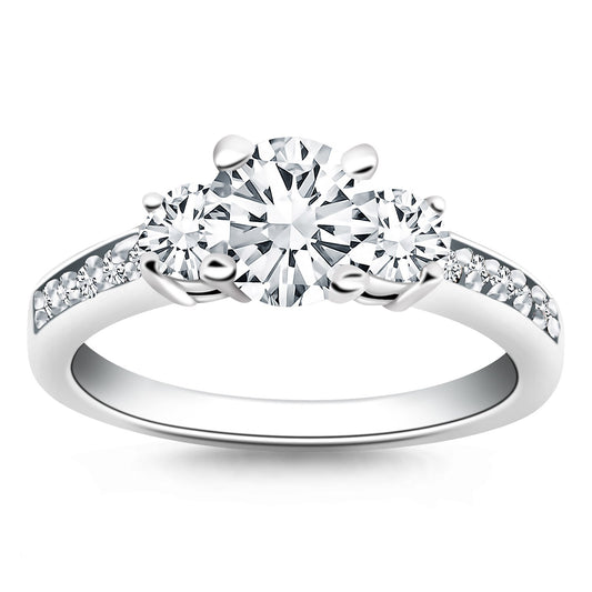 Three Stone Engagement Ring with Diamond Band
