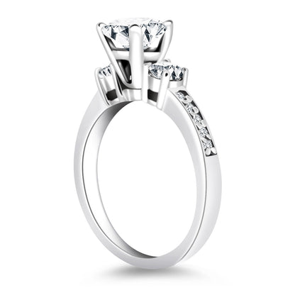 Three Stone Engagement Ring with Diamond Band