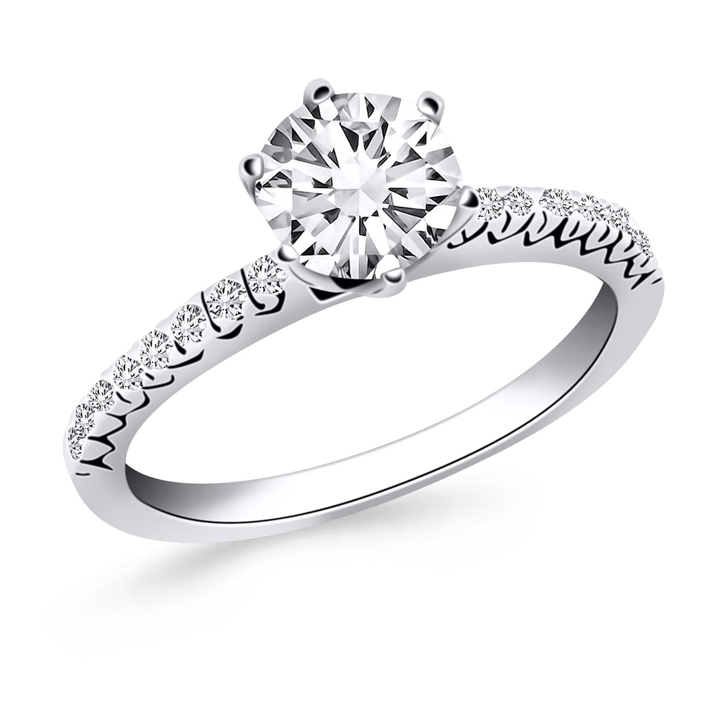 Engagement Ring with Fishtail Diamond Accents