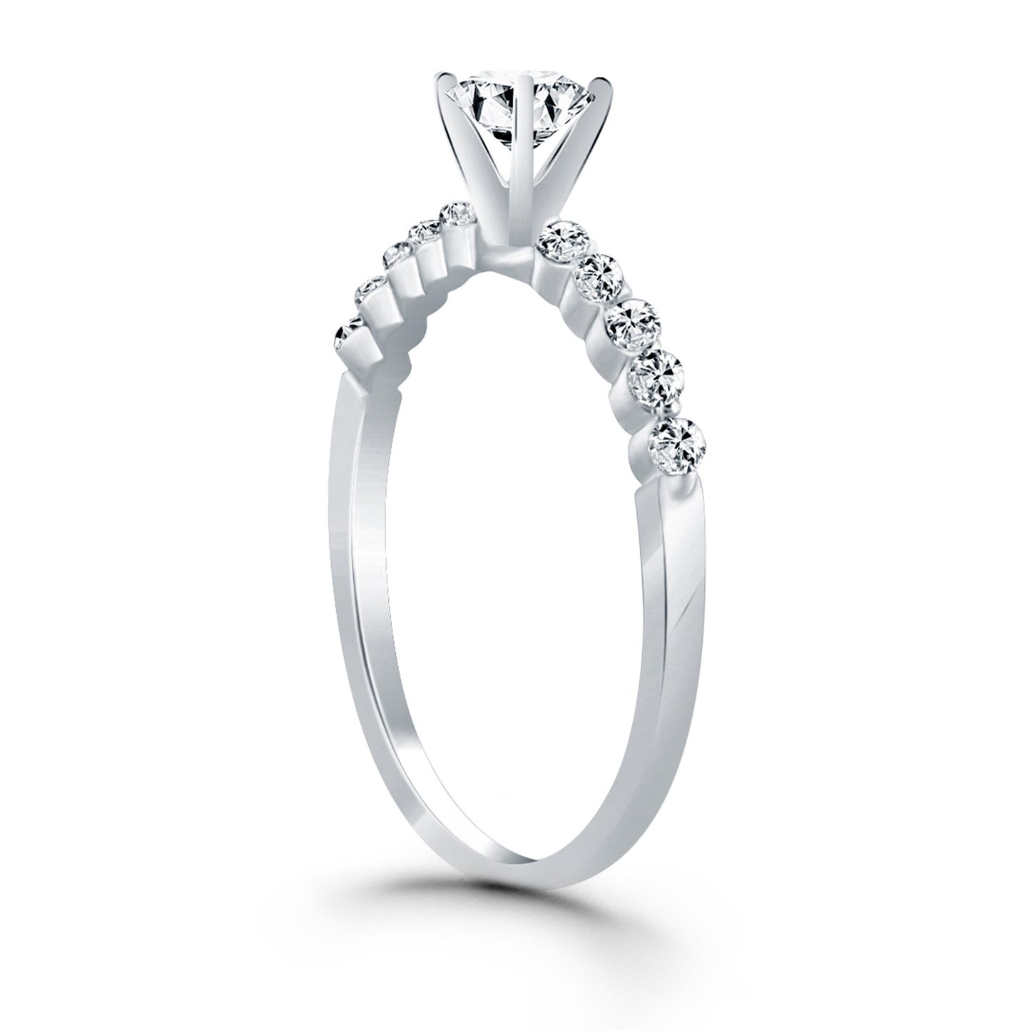 Diamond Engagement Ring with Shared Prong Diamond Accents