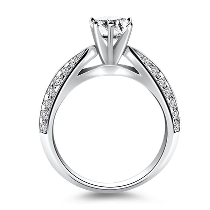 Cathedral Double Row Pave Diamond Engagement Ring