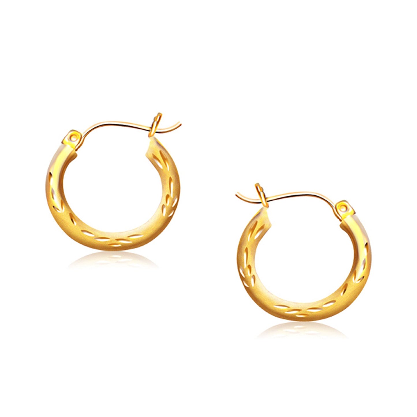 Fancy Diamond Cut Hoop Earrings (5/8 inch Diameter)