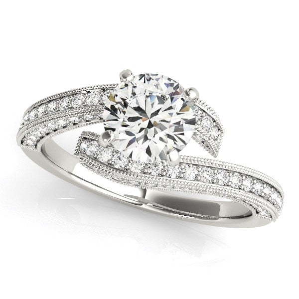 Round Diamond Bypass Style Engagement Ring (1 1/2 cttw)