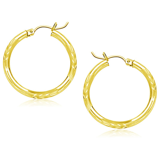 Diamond Cut Hoop Earrings (25mm)