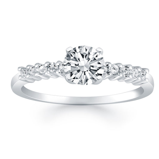 Shared Prong Accent Diamond Engagement Ring
