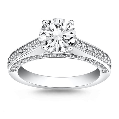 Pave Diamond Cathedral Engagement Ring