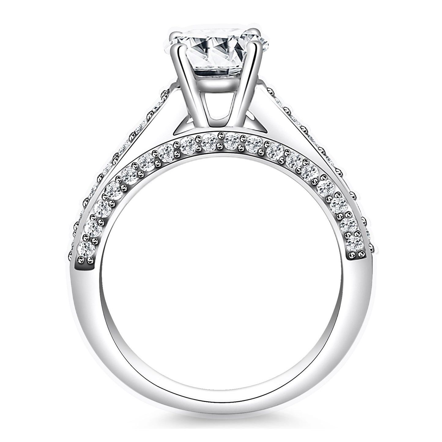 Pave Diamond Cathedral Engagement Ring