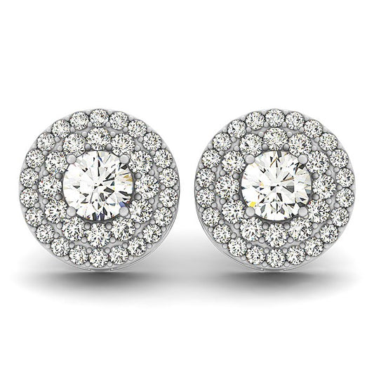 Double Halo Round Diamond Earrings (1 1/4 cttw)